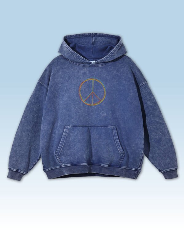 Bluza oversize z kapturem <br>Symbol pokoju <br>Haft, Efekt sprania